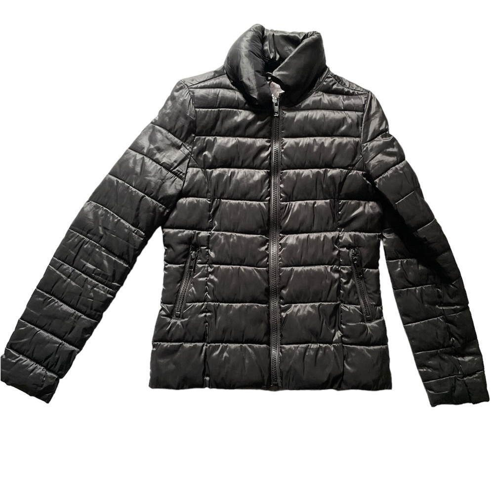 ANA Black Packable Quilted Puffer Coat A.N.A. Sz S